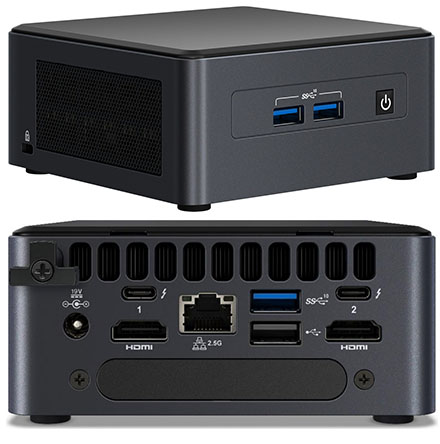 Intel NUC11TNHv7 (Intel Core i7-1185G7 bis zu 4,80GHz, 2x HDMI, 2x Thunderbolt, <b>2,5" SATA SSD</b> Support)